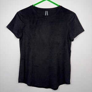 Anthropologie Black Suede Shirt Size XS